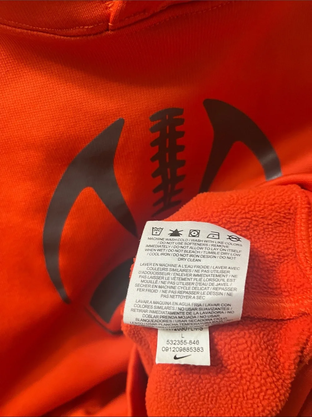 Nike Kids Bright Orange Hoodie with Dark Gray Football Logo